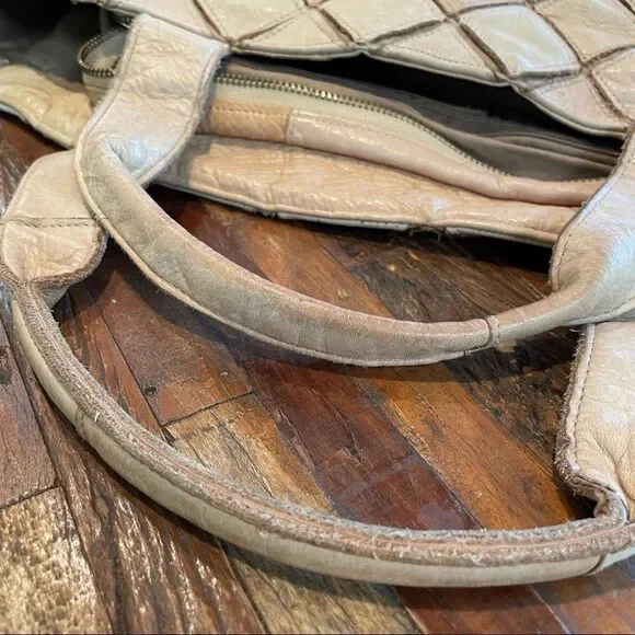 MONSERTA DE LUCCA tan Italian 100% genuine stitched leather handbag tote. - Picture 11 of 14